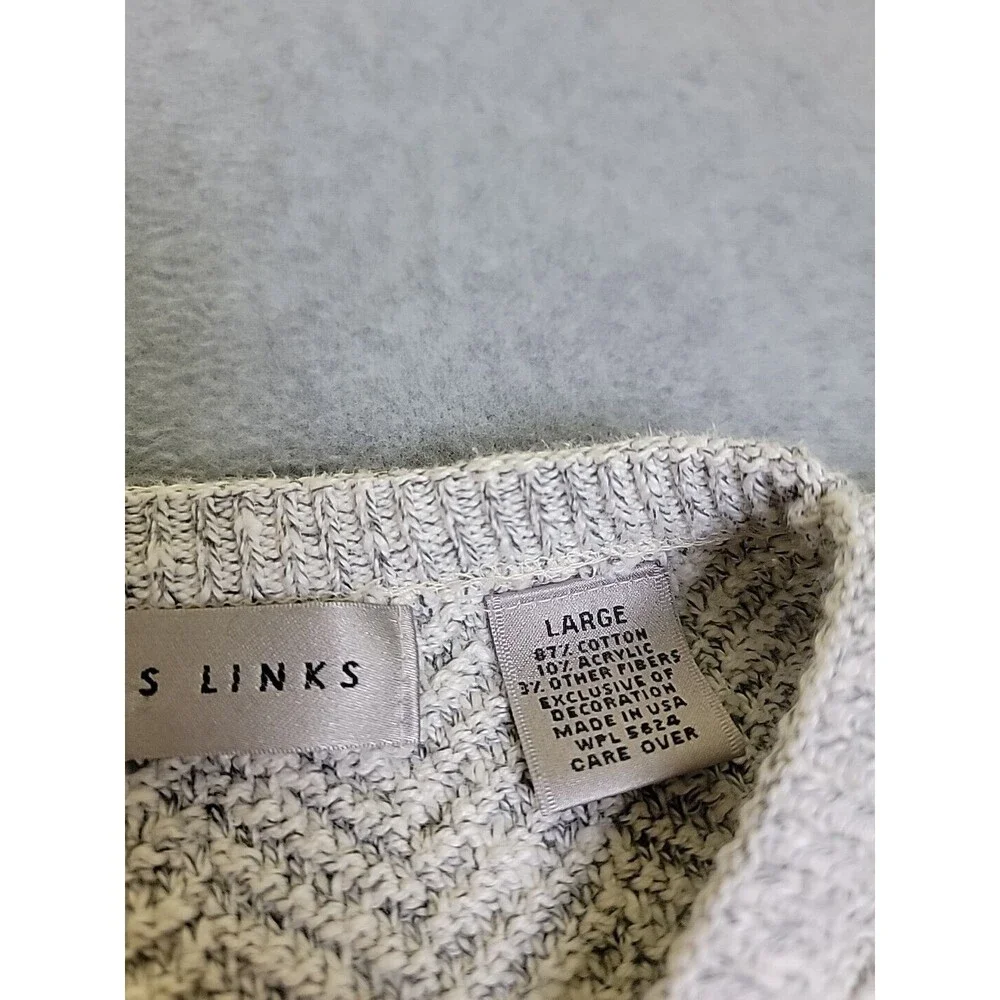 Vtg‎ Cypress Links V Neck Sweater Mens L White Gray Knit Cotton Blend Golf Dad